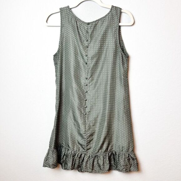 Urban Outfitters Pins & Needles Green W/White Polka Dot Silk Baby Doll Dress Med - Picture 5 of 5